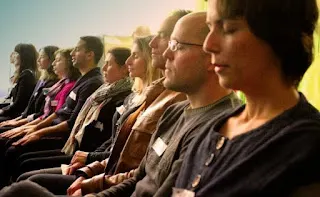 Aetna employees practicing mindfulness